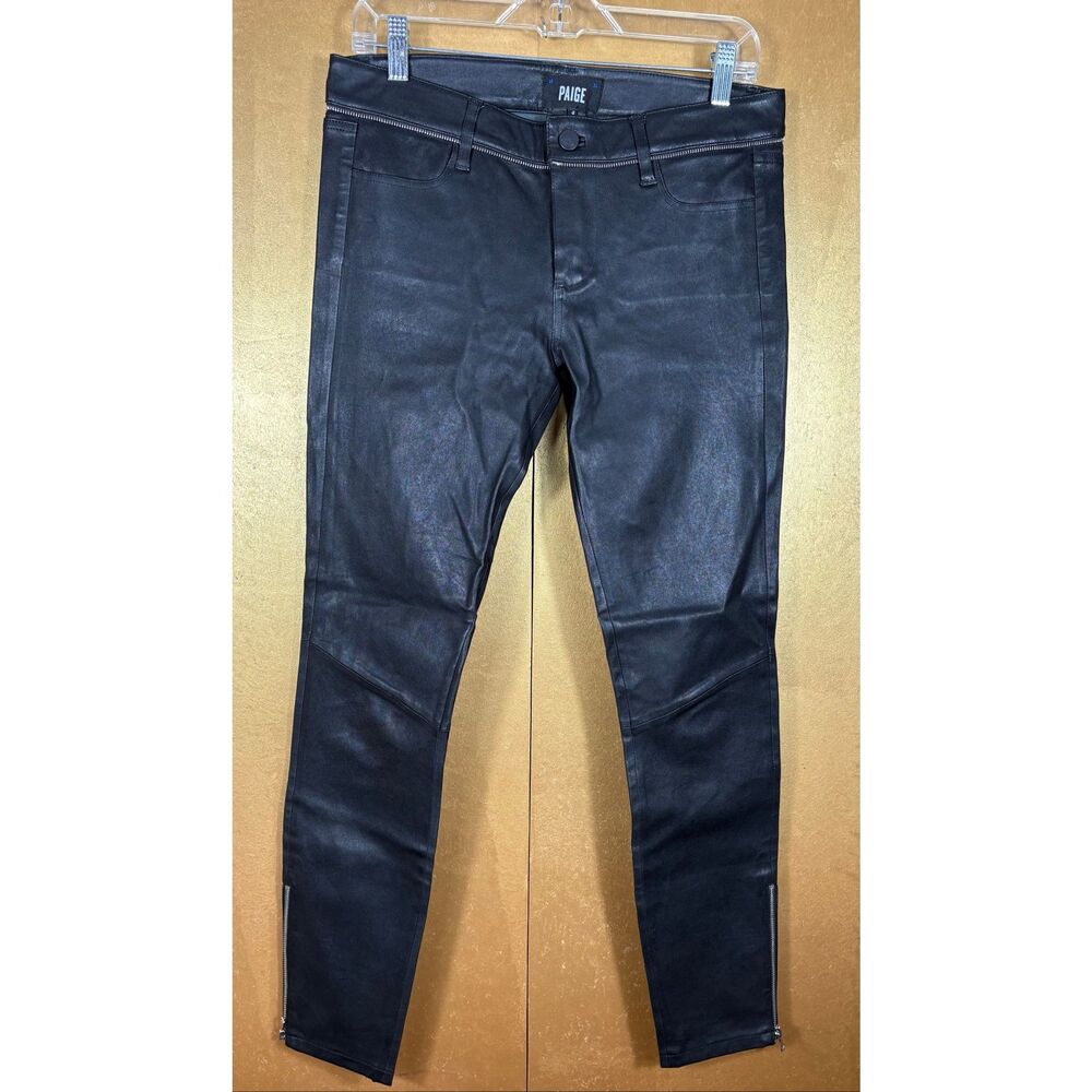 Paige genuine Leather zippered ankle pants size 28